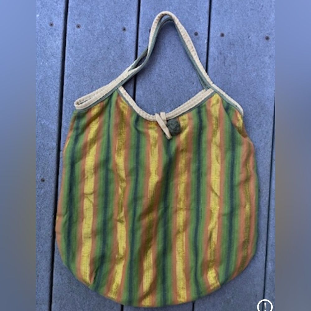 Old Navy Boho Tote Bag Green & Gold - Picture 2 of 8